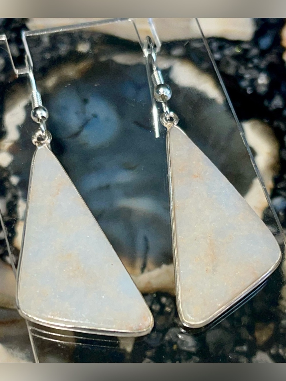 Rustic Blue Anhydrite Angelite Earrings 2 1/4”